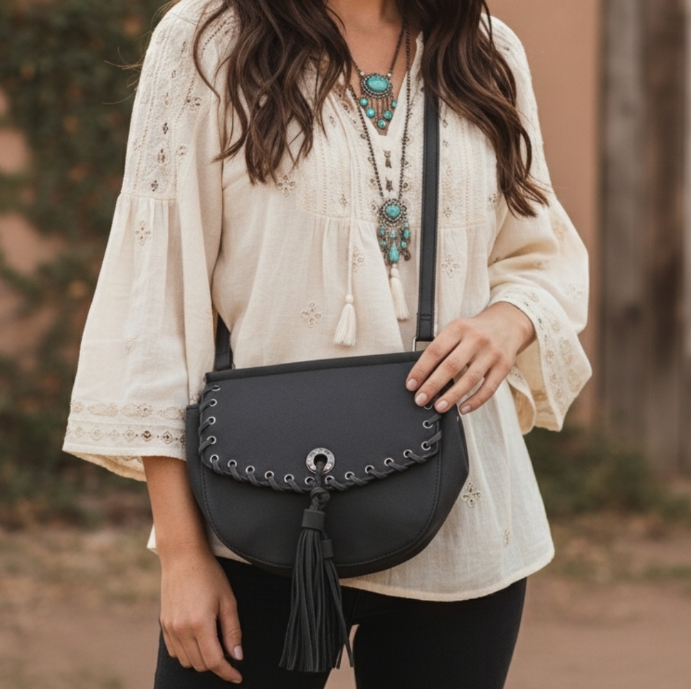 NWT Miss Belgini Coastal Cowgirl Western Rodeo Festival Fringe Crossbody Bag
